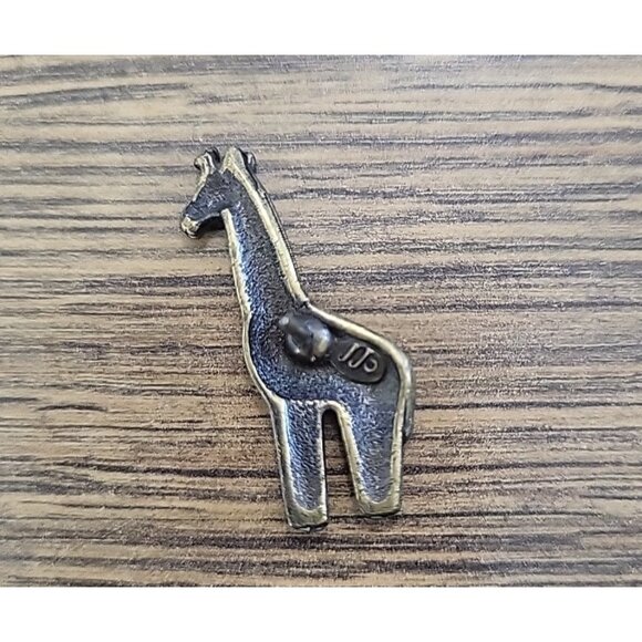 VTG JJO Jonette Animal Pewter w/Bronze Giraffe Zebra Elephant 3 Lapel Pin Set - Picture 6 of 8